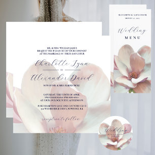 Elegant Magnolia Pink and White Wedding  Banner