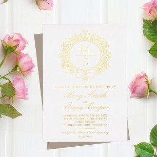 Gilded Monogram Wedding Invitations