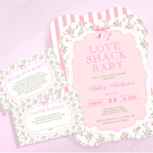 Love Shack Pink Baby Shower Diaper Raffle Tickets Enclosure Card