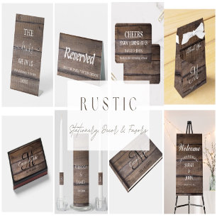 Modern Rustic Wood Wedding Invitation Postcard