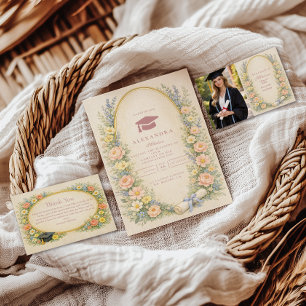 Pastel Floral Wreath Graduation Celebration RSVP Card