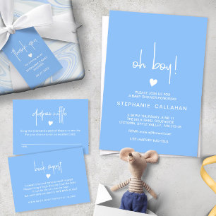 Mid Blue Book Request Ticket for Baby Boy Shower Card