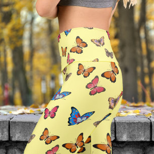 Colourful Sage Butterflies Pattern Leggings