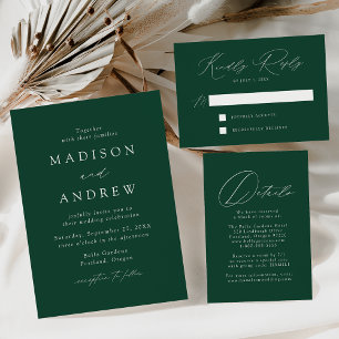 Modern Elegance Green and Gold Wedding Foil Invitation Postcard