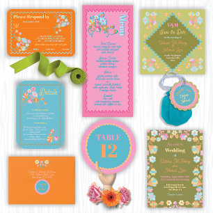 Colourful Mod Embroidery Welcome Wedding Sign