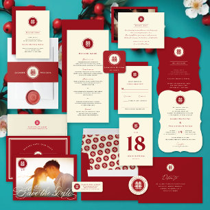 Classic Circle Double Happiness Chinese Wedding Menu