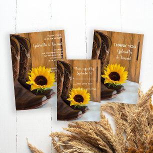 Country Sunflower Western Wedding RSVP Response