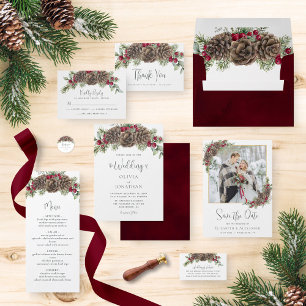 Watercolor Christmas Botanical Wedding Website Enclosure Card