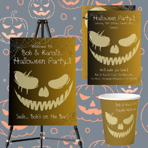 Evil Pumpkin Smile Halloween Party Invitation