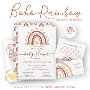 Blush Pink Rainbow Baby Shower Invitation