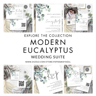 Elegant Sage Eucalyptus QR Code Wedding Details Enclosure Card