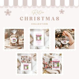 3 Photo Checkered Merry & Bright Christmas Holiday Card
