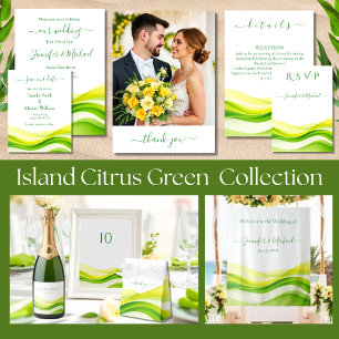 Island Citrus Green and Yellow Wedding Invitation