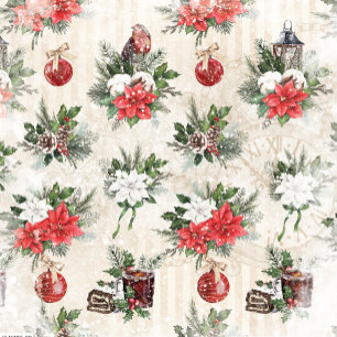 Classic Christmas red and white poinsettia cotton Coffee Mug