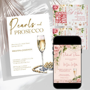 Pearls and prosecco bridal shower elegant printed napkin
