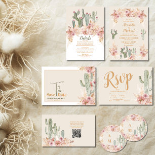 Boho Desert Cactus Wedding Save The Date