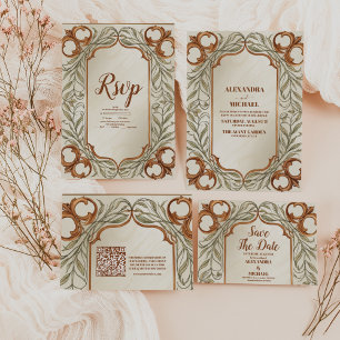 Photo Art Nouveau Elegant Botanical Wedding Thank You Card