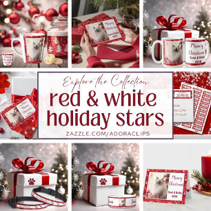 Elegant Red Stars Holiday Photo Coffee Mug