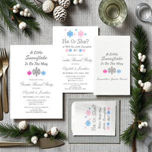 Little Snowflake Winter Gender Reveal Invitation
