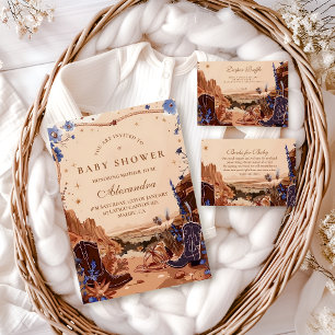 Blue Desert Western Baby Shower Invitation