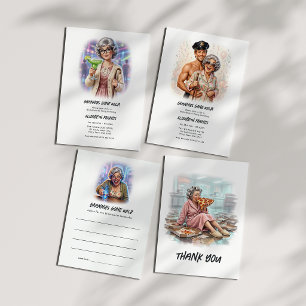 Grannies Gone Wild Funny Pizza Bachelorette Thank You Card