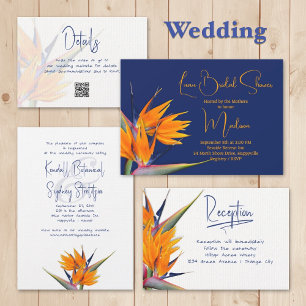 Orange Bird of Paradise Save The Date Announcement