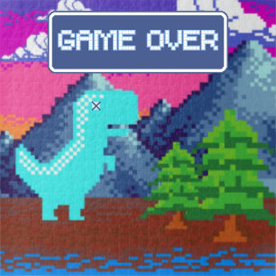 Funny Pixel Gamer Pixelated- Dinosaur Illustration Planner