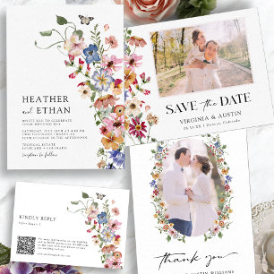 Colourful Wildflower Wedding Invitation