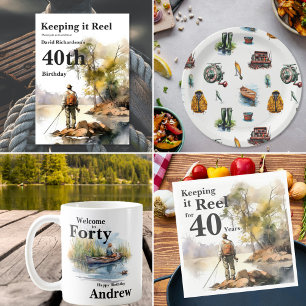 Welcome to Forty Men's Watercolor Birthday Fishing Can Cooler