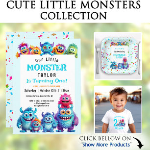 Little Monster Boy 1st Birthday Invitation