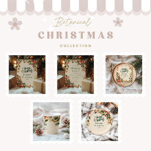 Rustic Holly Pomegranate Christmas Party Invitation