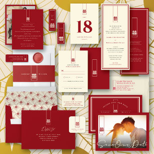Tall Rectangle Double Happiness Chinese Wedding Label
