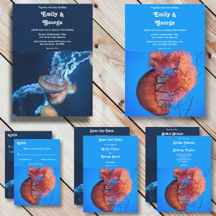 Elegant Navy Jellyfish Nautical Coastal Wedding Save The Date