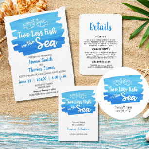 Two Less Fish in the Sea Watercolor Wedding Invitation