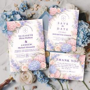 Elegant Pastel Hydrangea Floral Wedding Invitation