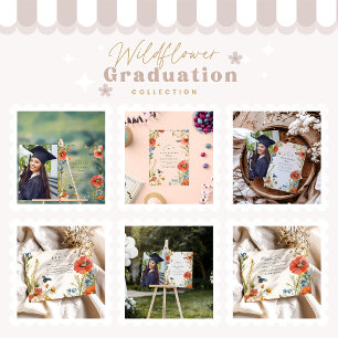 Elegant Dainty Wildflowers Graduation Party Acrylic Invitations