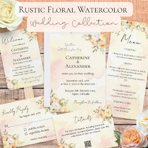 Elegant Rustic Watercolor Pretty Floral Wedding RSVP Card