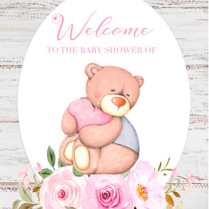 We Can Bearly Wait Teddy Bear Girl Baby Shower Invitation