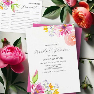 Bridal Shower Invitations Vibrant Pink Floral