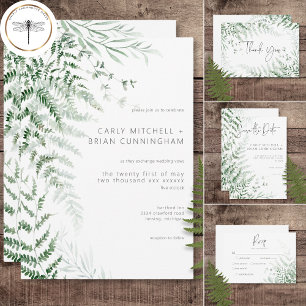 Elegant Delicate Greenery Ferns Wedding Save The Date