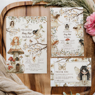 Fairy First Birthday Woodland Floral Invitation