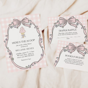 Here's the Scoop Pink Ice Cream Sundae Baby Shower Invitation