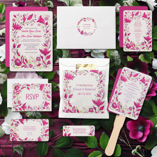 Spring Magenta Garden Floral Wedding Invitation