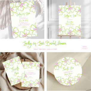 Lucky in Love ShamrockPink Green  Bridal Shower  Classic Round Sticker