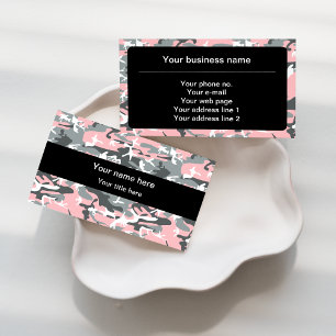 Pink and Grey Camouflage, Military, Army Business Card