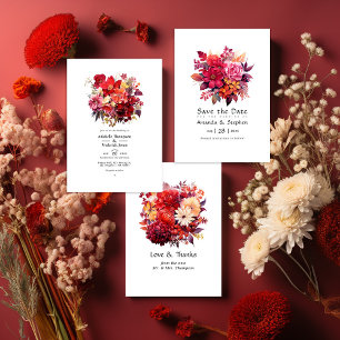 Luscious Red Floral Wedding Save The Date
