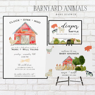 Barnyard Animals -Barn- Baby Shower Favor Sticker