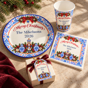 Classic Blue Chinoiserie Christmas Nutcracker