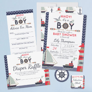 Diaper Raffle Nautical Sailboat Ahoy Baby Boy Game