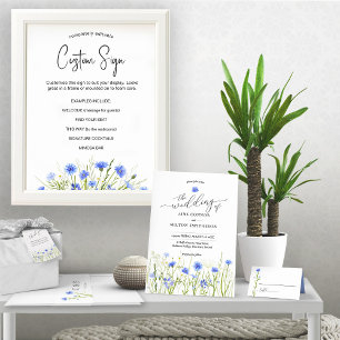 Blue wildflower Wedding Eco Paper Saving  All In One Invitation